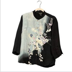 CITRON  Floral Button-Up Blouse 100% silk